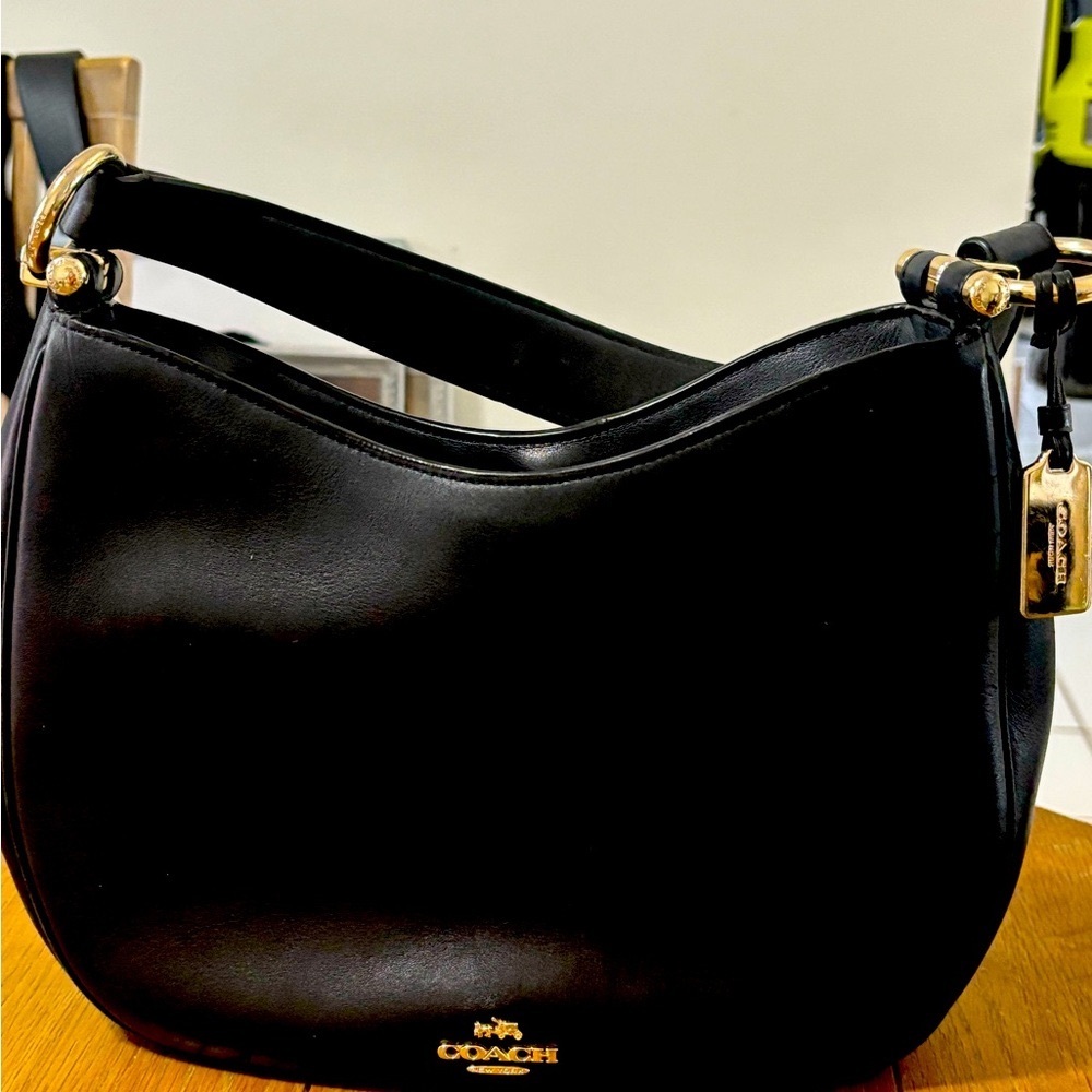 Coach Nomad Hobo Black Leather Bag / Gold hardware